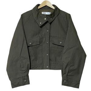 Zara Jacket Women’s Medium Olive Green Cropped Bomber Casual Minimalist NWT